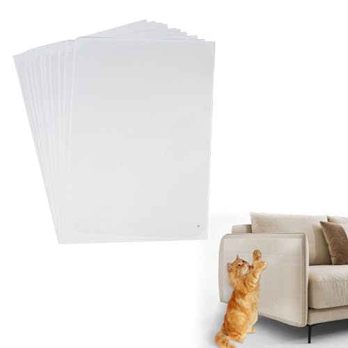 Katzen Kratzschutz Folie, Selbstklebend Kratzschutzfolie, Transparent Kratzfolie Anti, 10 Stück Kratzschutz für Katzen, Katzenkratzschutz für Sofas, Türen, Wände, Möbel, Betten, 20 x 30cm von Helweet