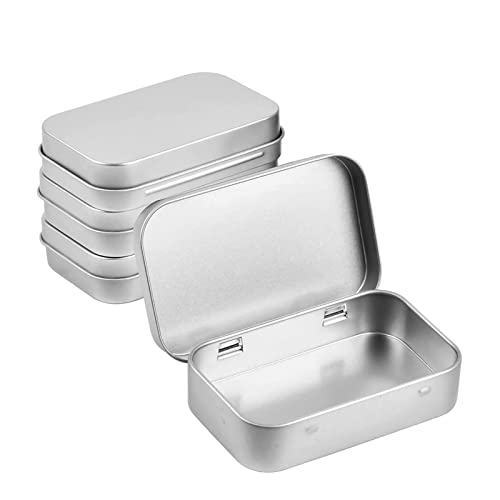 Helweet Metal Tin Box, Silberne Metall-Aufbewahrungsbox, 4 Stück Tragbare Mini-Metall-Aufbewahrungsbox, Aufbewahrungsbox für Zuhause für Süßigkeiten, Schlüssel, Ohrringe und Mehr von Helweet