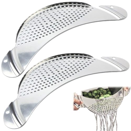 Nudelsieb, Abtropfiseb, Abgießhilfe für Pasta, Topfsieb, Küchensieb Edelstahl, Haushaltssieb, Toller Küchenhelfer zum Sieben von Nudeln, Gemüse und Obst, Durchmesser 33 cm von Helweet