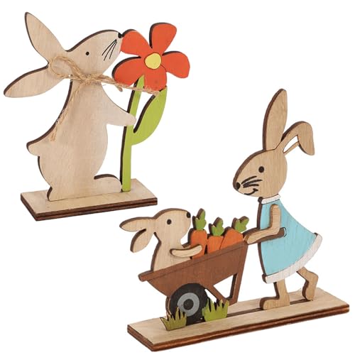 Osterdeko Holz Hase, Ostern Schriftzug Aufsteller, Deko Aufsteller für Ostern, Osterdekoration aus Holz, Schriftzug mit Osterhasen, für Kinder Ostern Frühling Geschenk Party Dekoration, 2 Stück Osterdeko Holz Hase, Ostern Schriftzug Aufsteller, Deko Aufsteller für Ostern, Osterdekoration aus Holz, Schriftzug mit Osterhasen, für Kinder Ostern Frühling Geschenk Party Dekoration, 2 Stück von Helweet