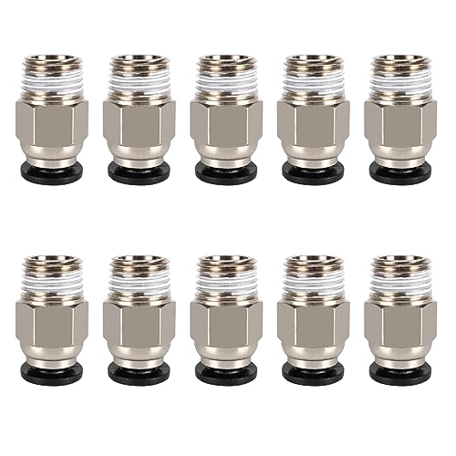 PC4-M10 Stecker, PC4-M10 Connector, PC4-M10 Pneumatischer Anschluss, PC4-M10 Pneumatik Verbinder, Gerader Pneumatischer PC4 M10 Stecker, Schnellverbinder zum Einstecken für 3D-Drucker,10 Stück von Helweet