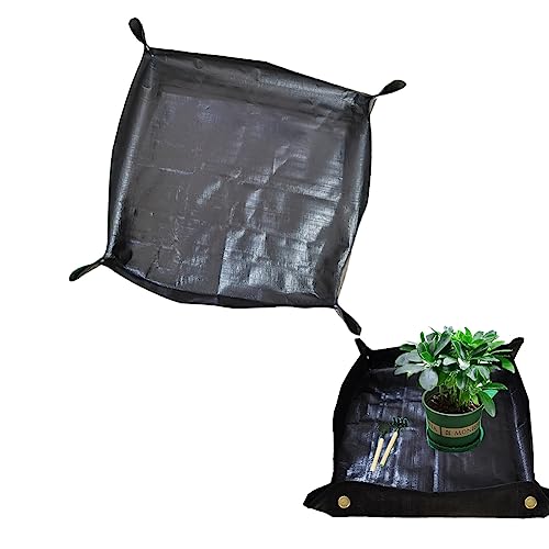 Pflanzunterlage, Faltbar Pflanzmatte, wasserdichte Gartenmatte, Gartenarbeitsmatte, Hochbeet Pflanzsack, für Pflanzen Garten Sämling Umtopf Bodenwechselunterlage, Schwarz, 100 x 100 cm von Helweet