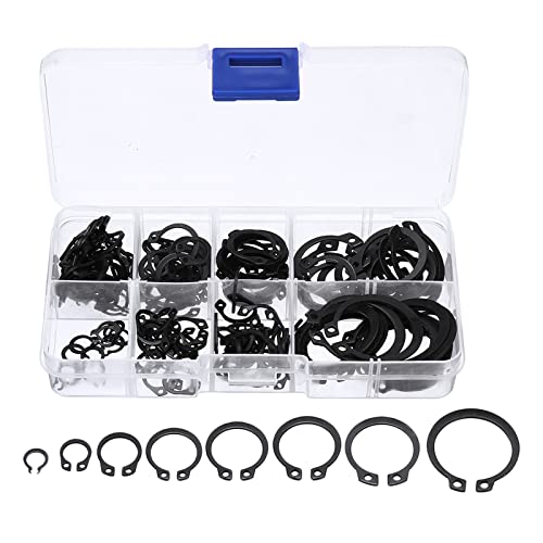 Seegering, Sprengring, C Clips, Sicherungsring, Sortimentssatz für Externe Sicherungsringe aus Metall mit Aufbewahrungsbox, Sicherungsringe für Achsen, Wellen und Andere Bewegliche Teile,160 Stück von Helweet