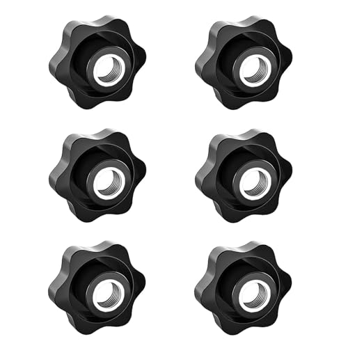 Sterngriffmutter M12, Rändelmutter, Innengewinde Klemmknopf, Sternkopf Klemmknopf, Rändelknopf, 6 Pack Rändelgriffmuttern für Mechanische, Industrie, Möbel, Elektronische Ausrüstung, Durchgangsloch von Helweet