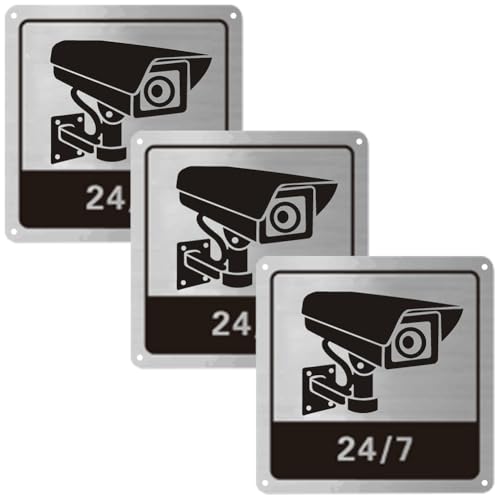 Videoüberwachung Schild, Schilder Kameraüberwachung, Wird Überwacht Schild, Hinweisschild Videoüberwachung, Warnschild, mit Selbstklebender Rückseite und Vorgebohrten Befestigungslöchern, 3 Stück von Helweet