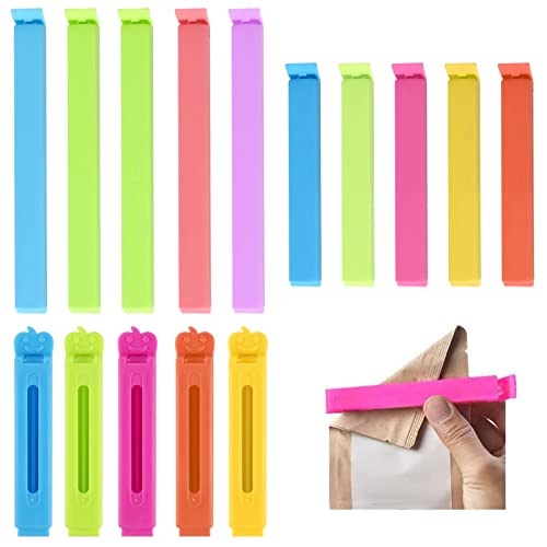 Hemiks 15 Stück Verschlussclips, 7/11/14,5 cm Clips Für Tüten Verschlussklammern Plastik Mehrere Farben, Küche Wiederverwendbar Lebensmittel Clips Tütenclips für Verpackung Kaffee Snacks von Hemiks