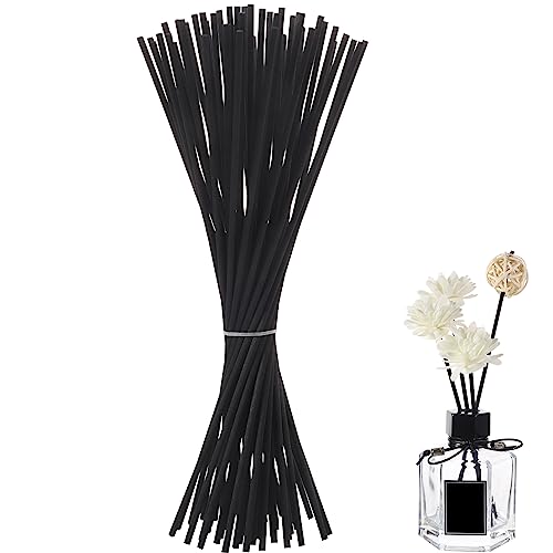 50 Stück Rattanstäbchen für Raumduft, 24 cm x 3 mm Diffuserstäbchen Rattan Reed Fiber, Aroma Diffuser Stäbchen für ätherische Öle im Home Office Hotel SPA (Schwarz) von Hemiks