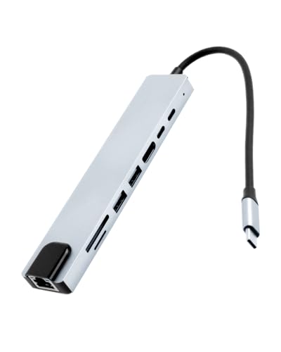 USB C Hub 8-in-1, Docking Station mit 4K HDMI, 100M Ethernet, 100W PD Ladefunktion, 3X USB 3.0/2.0, SD/TF Kartenleser für MacBook, iPhone 15, iPad, Windows Laptops USB C Hub 8-in-1, Docking Station mit 4K HDMI, 100M Ethernet, 100W PD Ladefunktion, 3X USB 3.0/2.0, SD/TF Kartenleser für MacBook, iPhone 15, iPad, Windows Laptops von Hemlosk
