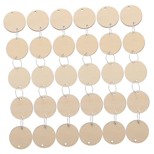 Hemobllo 100 Stück Teiliges Runde Holzscheiben mit Löchern Edelstahlringe Blanko Kalender und Geburtstagstags Vielseitig Beschreibbare Holzplättchen für DIY Bastelprojekte und von Hemobllo