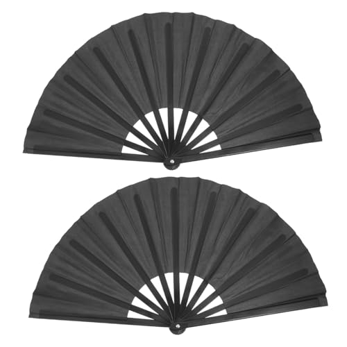 Hemobllo 2 Stück Faltbarer Großer Handfächer mit Schwarzem Tai Ji Design Leichter Festival und Party Fächer für Tanz und Performance Einfach zu Öffnen Tragbar und Dekorativ von Hemobllo
