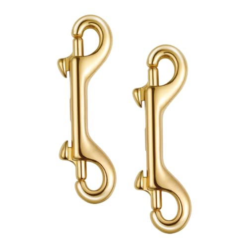 Hemobllo 2 Stück Hochwertige Doppelseitige Messing Snap Hooks Robuste Doppelte Schnellverschluss Karabiner für Hundeleinen DIY Taschen Vielseitige Verbindungshaken von Hemobllo