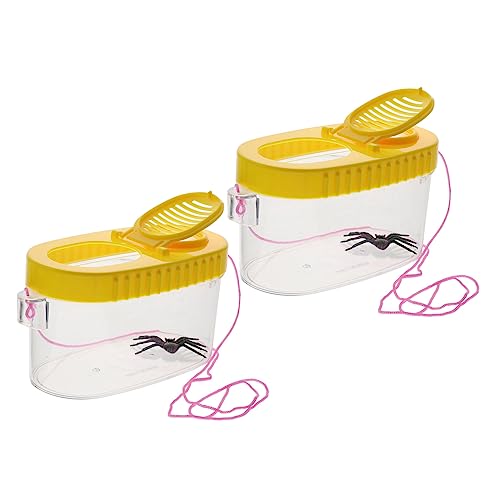 Hemobllo 2 Stück Outdoor Insektenbeobachtungsboxen Gelb Transparente Langlebige Käfige mit Belüftungslöchern für Naturerkundung und Schmetterlingszucht von Hemobllo