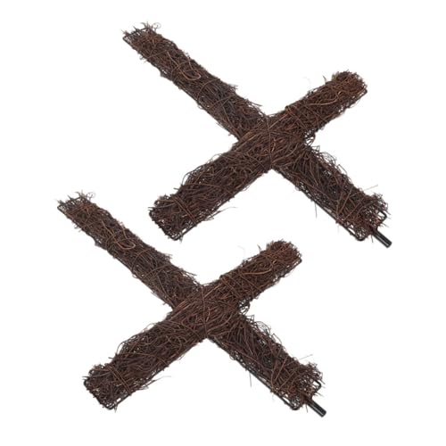 Hemobllo 2 Stück Rattan-Kreuzdekoration Kranzmaterial selber Machen Kruzifix Gewebte drinnen kreuzen Form Gartenkreuzmaterial Kreuzverzierung Rattan-Handwerk DIY Rattankreuz von Hemobllo