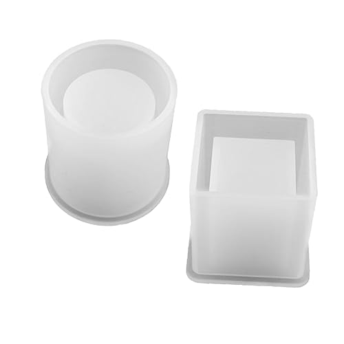 Hemobllo 2 Stück Silikonform Teilig für DIY Blumentopf und Stifthalter Flexible Reißfeste Silikonformen Würfel und Zylinderform Wiederverwendbar für Harz Kerzen Seife und Bastelprojekte von Hemobllo