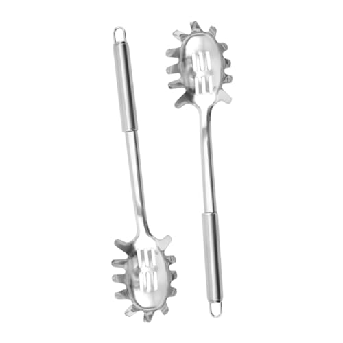 Hemobllo 2 Stück Spaghettilöffel Pasta Schlitz Utensilien Küchenlöffel Abtropf Und Servierlöffel Multifunktionales Koch Und Servier Spaghettisieb Löffelsieb Silberfarben Edelstahl von Hemobllo