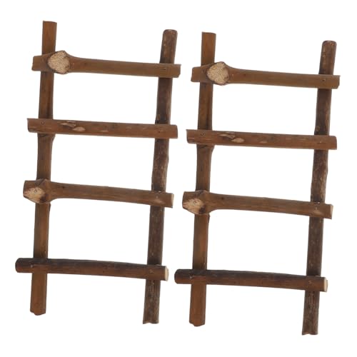 Hemobllo 2pcs Dekorative Rattan Miniatur Leiter Mini House Leiter Gartenszene Modelle Mini Stiefleiter Mini Garten Leiter Landschaft Leiter Requisite von Hemobllo