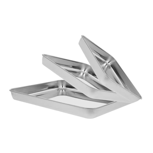Hemobllo 3 Stück Backformenset Aus Edelstahl Backform Grill Servierschale Snack-Gericht Toaster Ofenblech Servierplatte Gebäckplatte Lebensmittelvorstellungsschale Silber 430er Edelstahl von Hemobllo