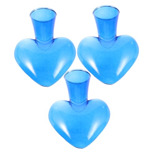 Hemobllo 3 Stück Holzvase Esstisch Mittelstücke Boho-Vasen süße Vasen hydroponischer Indoor-Garten klare Blumenvase Pflanzenterrarium drinnen Flaschenvase Esstisch Herzstück Glas Blue von Hemobllo