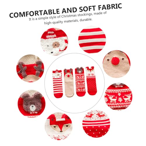 Hemobllo 4 Paare Weihnachtsstrümpfe aus Hochwertiger Baumwolle Atmungsaktive Bequeme Festtagssocken in Rot Weiche Warme Xmas Socken für Damen und Familien Langlebig und Wiederverwendbar Hemobllo 4 Paare Weihnachtsstrümpfe aus Hochwertiger Baumwolle Atmungsaktive Bequeme Festtagssocken in Rot Weiche Warme Xmas Socken für Damen und Familien Langlebig und Wiederverwendbar von Hemobllo