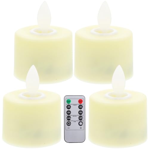 Hemobllo 4 Stück Elektronische Kerzen Mit Fernbedienung LED Kerzen Flammenlose Kerzen Ferngesteuerte Kerzen Elektrische Teelichter Realistische Flammenlose Teelichter LED Teelichter von Hemobllo