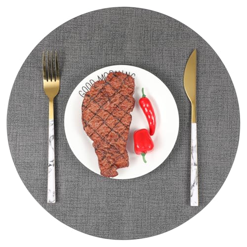 Hemobllo 4 Stück Tischsets Küchentisch Untersetzer für Tischplatten Tischunterlagen Terrassen -Taschen Plattenmatte hitzebeständige Matte Runde Tischsemat Tischmatten PVC Grau von Hemobllo