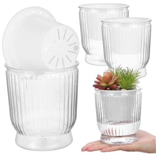 Hemobllo 4 Stück hydroponische Vase Plastiktöpfe Töpfe für Pflanzen Töpfe Pflanzen Innenblumentöpfe Wasser Loch Container selbst Pflanzentopf Obstgarten Kindergartentopf hohl pp Transparent von Hemobllo