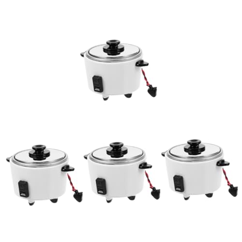 Hemobllo 4 Stück lebensechter Reiskocher Mini Ornament vorgeben winzig Reiskocher Reiskocher-Dekoration Puppenhaus -Accessoire Simulation Reiskocher Metall von Hemobllo