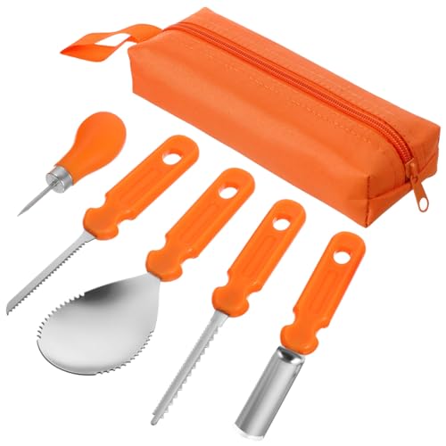 Hemobllo 5Stücke Teiliges Kürbisschnitzwerkzeug für Müheloses Schnitzen von Halloween Jack O Laternen mit Schaufeln Schabern und Sägen für DIY Projekte Hemobllo 5Stücke Teiliges Kürbisschnitzwerkzeug für Müheloses Schnitzen von Halloween Jack O Laternen mit Schaufeln Schabern und Sägen für DIY Projekte von Hemobllo