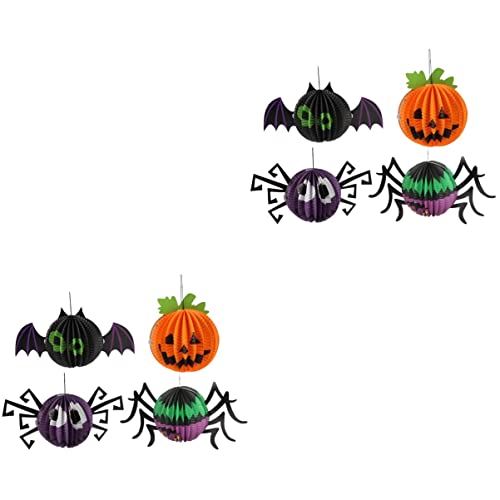 Hemobllo 8 Stk Halloween-Laterne lustige Kürbislaterne Halloween-Dekorationen Desktop-Tierverzierung Wabendekor Papierlaterne Spinne schmücken Geist Requisiten Ornament von Hemobllo