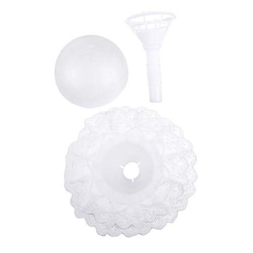 Hemobllo DIY Brautstrauß Halter Schaumstoff Halbkugel mit Weißer Spitzenkante und Floralem Griff Langlebiger Steckschwamm für Hochzeitsblumenarrangements Geeignet für Frische und von Hemobllo