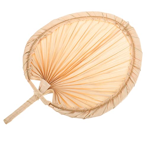 Hemobllo Handgefertigter Palmblatt Handfächer Handgewebt Rustikaler Chinesischer Vintage Fächer Leichter Tragbarer Sommerfächer mit Stabilem Griff Dekorativer Kleiner Handventilator für von Hemobllo