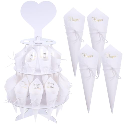 Hemobllo Hochzeits Konfetti mit Halterung aus Kraftpapier DIY Blütenblatt Tüten Tablett für Partydekoration Vintage Stil für Festliche Anlässe und Feierlichkeiten von Hemobllo