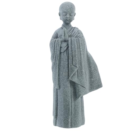 Hemobllo Kleine Mönchsornamente Reichtum Und Statue Büro-Buddha-Statue Sandstein Betenmönch Büro-Buddha-Dekoration Sandsteinmönch Origination Mönch Figur Grüner Sandstein Grey von Hemobllo