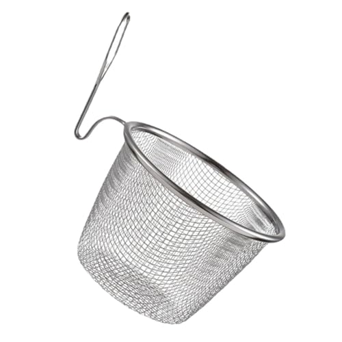 Hemobllo Löffel aus Edelstahlgeflecht Edelstahldrahtkorb Nudelkorb aus Mesh Gitterkorb aus Edelstahl Sieb feinmaschiger Edelstahl Bratsieb geschlitzter Servierlöffel Rostfreier Stahl Silber von Hemobllo