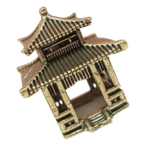 Hemobllo Messing Pavillon Modellstatue Mikro Landschaftsrequisite Chinesischer Stil Tisch Dekoration Simulationspavillon Figur Ornament Vintage Design von Hemobllo