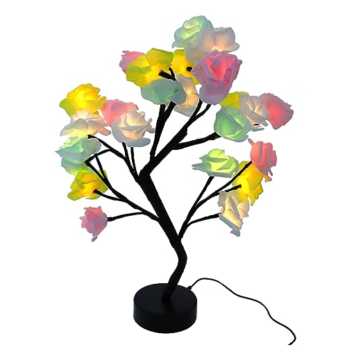Hemobllo Rosenbaum-Lichter Nachttischlampe Blumenlicht Tischplatte Bonsai-Baum-Licht Diy-Baumlampe Mehrfarbige Rosenlampe Led-Nachtlicht Rosenlampe Schreibtischdekoration von Hemobllo