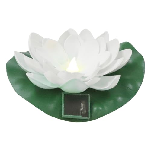 Hemobllo Solar Lotusblüte Solarlampe Weiß Schwimmend Blumendekoration für Garten Pool Teich Außenbereich Atmosphärisch und Pflegeleicht von Hemobllo