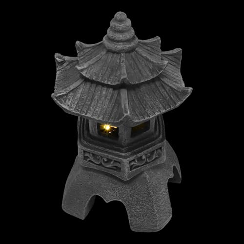 Hemobllo Steinturmlicht Dekolampe Aus Stein Pagode Statue Japanische Laternenlampe Asiatisches Solarstatuen Im Freien Gartenlaternendekorationen Japanische Gartenlaterne Harz Grey von Hemobllo