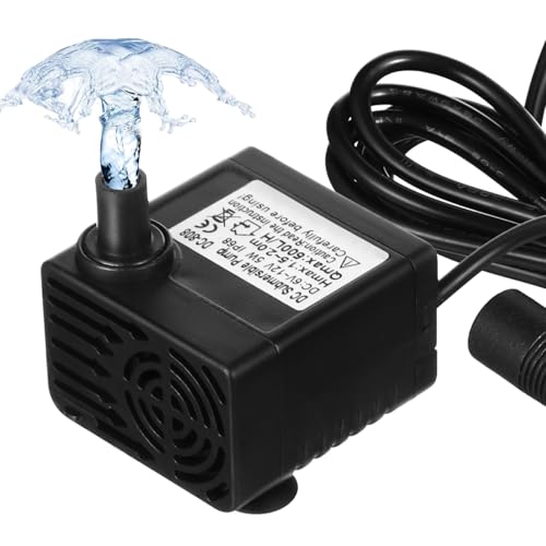 Hemobllo Mini Wasserpumpe - 5W 500L/H DC 6-12V Aquarium Pumpe Klein Tauchpumpe Bürstenlose Brunnenpumpe Teichpumpe mit 1.5m Netzkabel für Aquarium, Fischtank, Zimmerbrunnen, Teich von Hemobllo