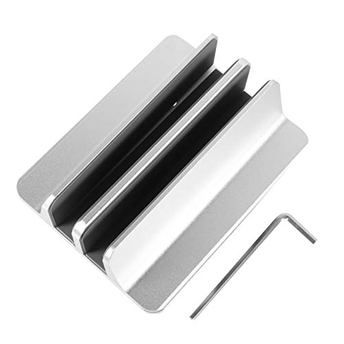 Hemobllo Tischständer Vertikale Laptop Stehen Doppel Desktop Stehen Halter Aluminium Halterung mit Einstellbare Dock für Büro (Silber) Laptop-Rack von Hemobllo