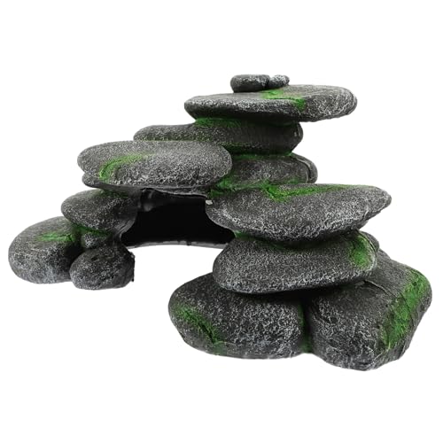 Hemobllo Turtle Hiding Cave mit Realistischem Cobblestone Design Sichere Reptilienversteck und Kletterplattform für Kleine Terrarien Natürlicher Unterschlupf und Sonnenplatz für von Hemobllo