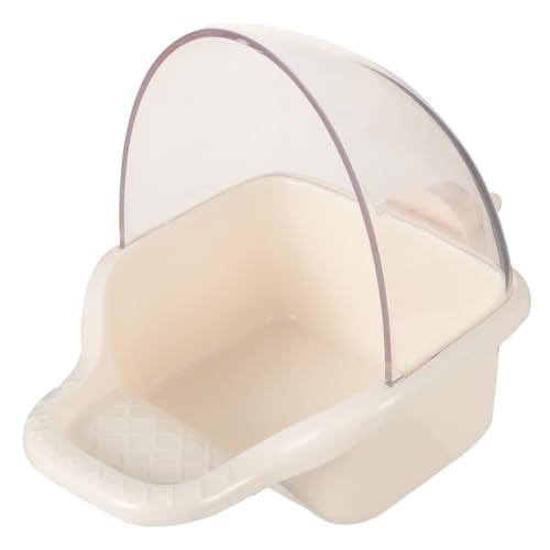 Hemobllo Vogelfutterspender aus Kunststoff Kleiner Futterbehälter und Duschwanne für Papageien und Kleinvögel Einfach zu Befestigen Vogelkäfig Zubehör Lebensmittelecht Cremeweiß von Hemobllo