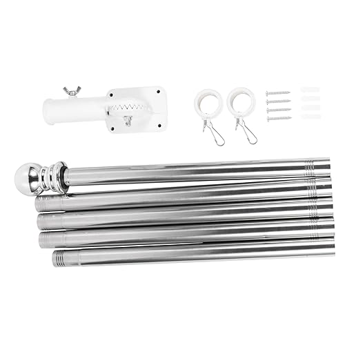 Hemobllo Wand Fahnenmast mit Drehbarer Halterung und Schwerem Weißem Sockel Windbeständig Einfach zu Montieren Verhindert Verheddern der Fahne für Garten und Außenbereich von Hemobllo