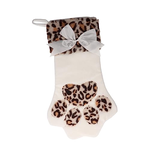 Hemobllo Weihnachtliche Plüsch Socke mit Bestickter Katzenklaue Dekorative Geschenktüte für Süßigkeiten Wiederverwendbar Leicht Kompakt als Festliche Weihnachtsdekoration und von Hemobllo