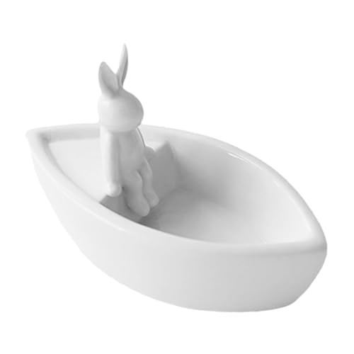 Hemobllo Keramik-tierstatue Süßer Halter Für Kerzen Osterhase Stumpenkerzenhalter Niedliche Hasenfigur Für Wohndekoration Weißer Kegelkerzenständer Brennend Licht von Hemobllo