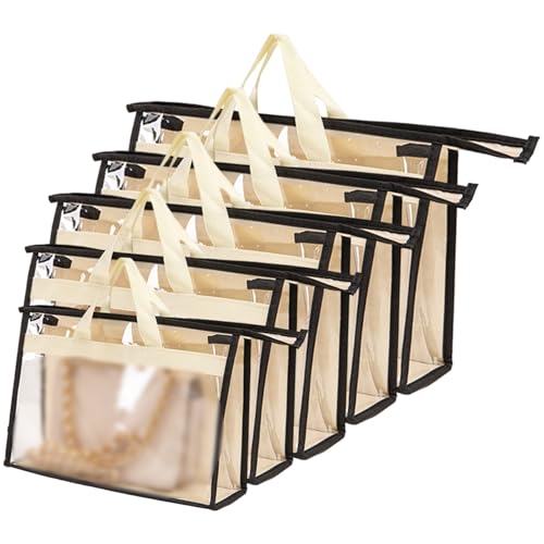5pcs Staubbeutel für Handtaschen, 5 Größe wasserdichtes PVC klarer Geldbeutel Organizer Hängende Handtasche Staubbeutel mit Reißverschluss und Griff für Schrank, Halloween Decor von Hemore