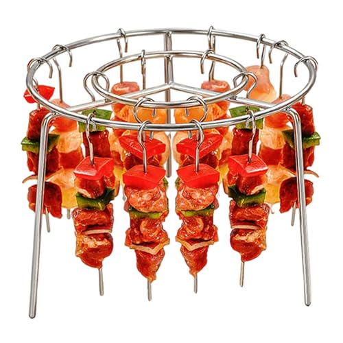 Air Fryer Spießrock, Edelstahl -Kebab -Rack mit runden Hängen und vertikalen Fleischspießen, große Kapazitäts -Küchenwerkzeuge für Familienessen oder Bankette, Edelstahlspieße zum Grillen von Hemore