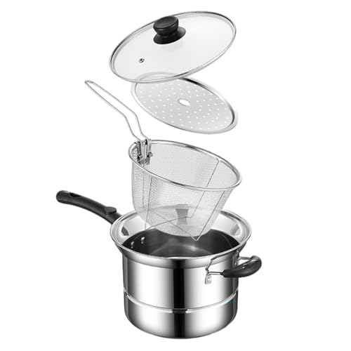 BRUCHEN POT mit Deckel und Griffspiegel polierter Edelstahl -Fritteusen -Topf mit Filterkorb und Dampfplatte für alle Arten von Herd, Halloween -Dekor, Dekor von Hemore