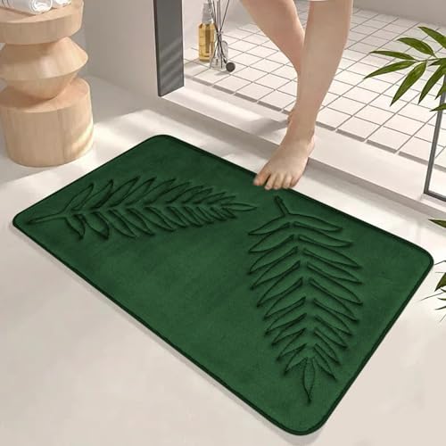 Badematte 20x3.15in Starke absorbierende Mikrofaser-Badezimmermattenblattmuster nicht rutschfest trockener Duschteppich atmungsbegeisterte hautfreundliche Teppiche für Küche, Wohnzimmer, Badezimmerte von Hemore