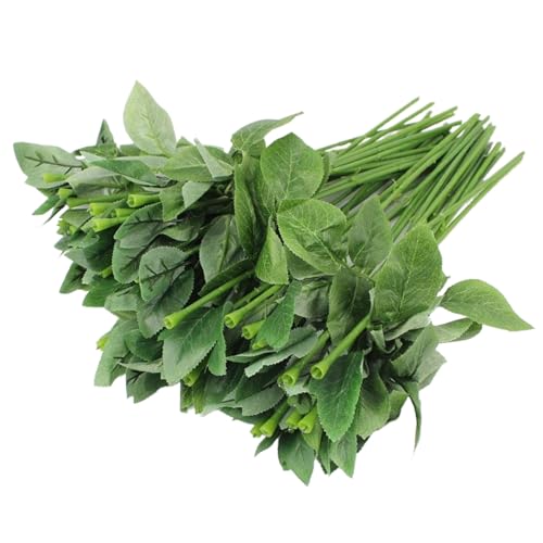 Blumenstiele für Handwerk, 30pcs 13inch künstliche Blumendrahtstämme mit Blättern, DIY -Biegungstiele für künstliche Blumenherstellung Vorräte von Hemore